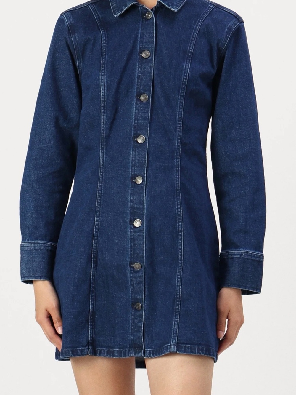 Abercrombie & Fitch - Dark Button-Front Denim Shirt Dress